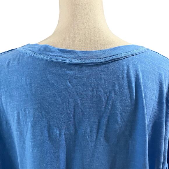 LOGO Lori Goldstein NEW Womens 100% Cotton Slub Blue V-Neck 3/4 Sleeve Top Sz 1X - Picture 5 of 7